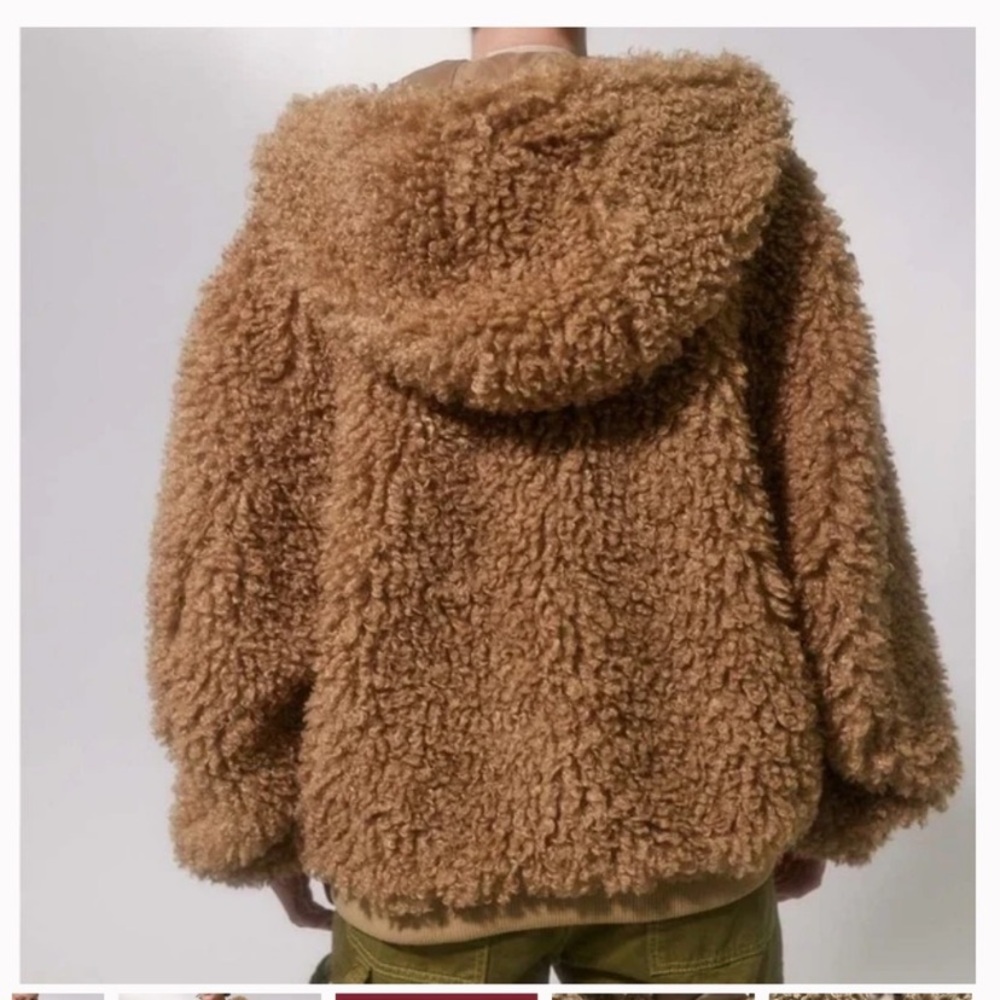 NEW Urban Outfitters Casey Oversized Sherpa Fur Hooded Zip-Up Teddy Jacket S - Picture 7 of 12